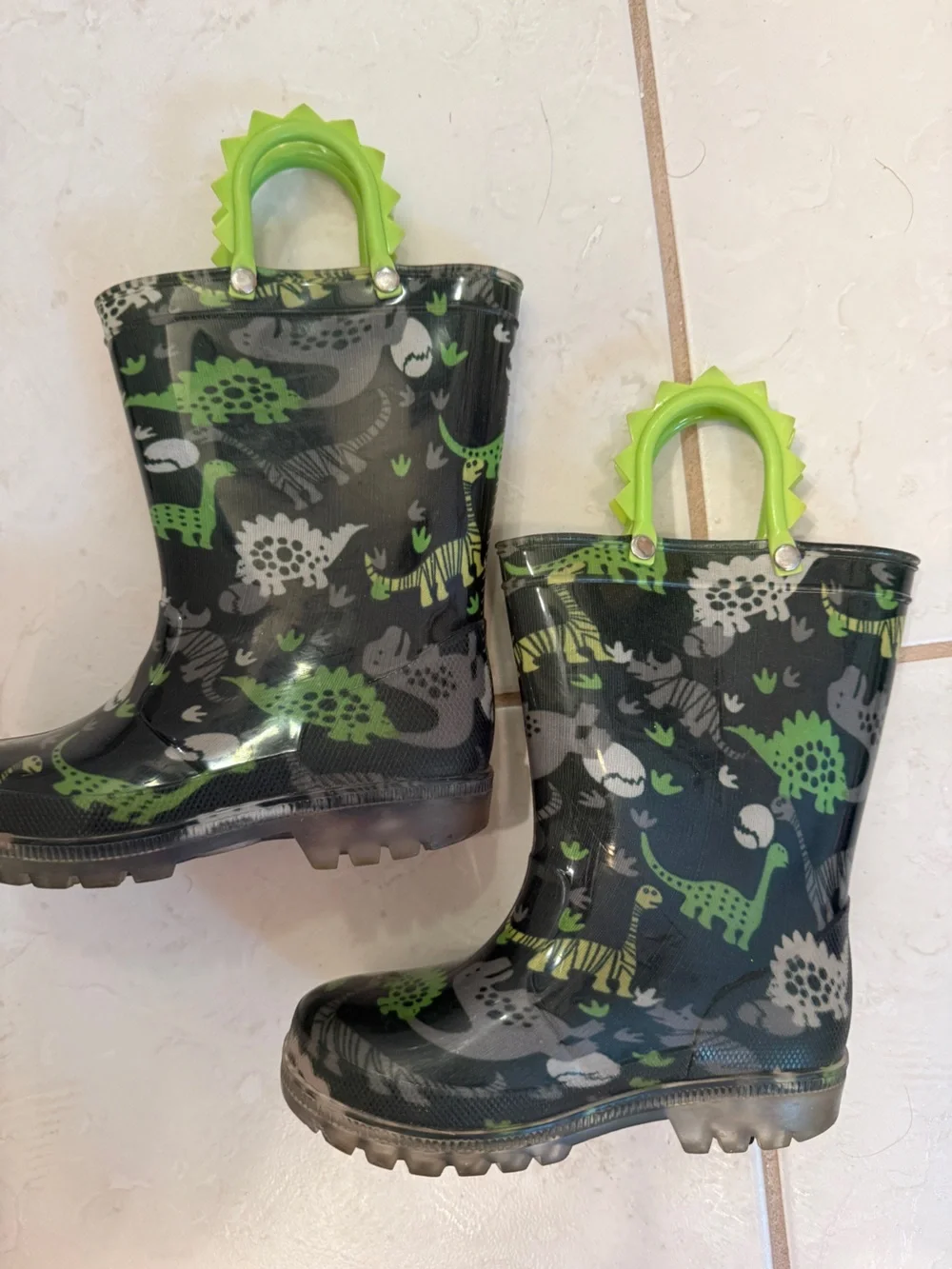 Kids Dinosaur Rain Boots with Green Dino Print